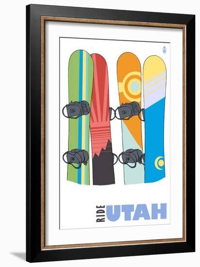 Utah, Snowboards in the Snow-Lantern Press-Framed Art Print