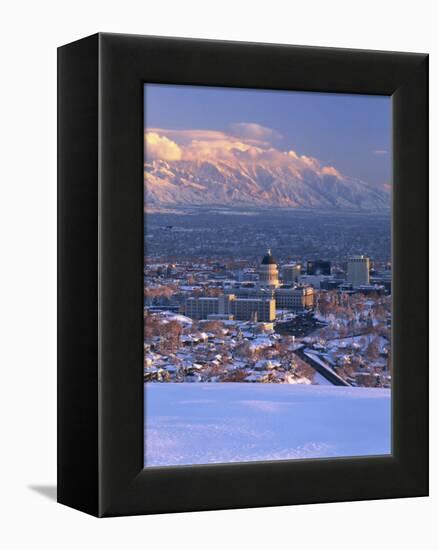 Utah State Capitol with the Wasatch Mountains, Salt Lake City, Utah-Scott T^ Smith-Framed Premier Image Canvas