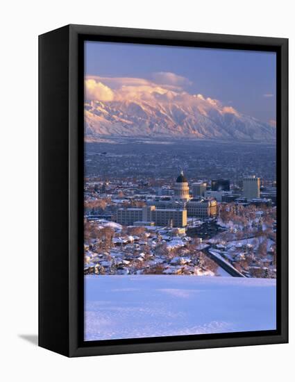 Utah State Capitol with the Wasatch Mountains, Salt Lake City, Utah-Scott T^ Smith-Framed Premier Image Canvas