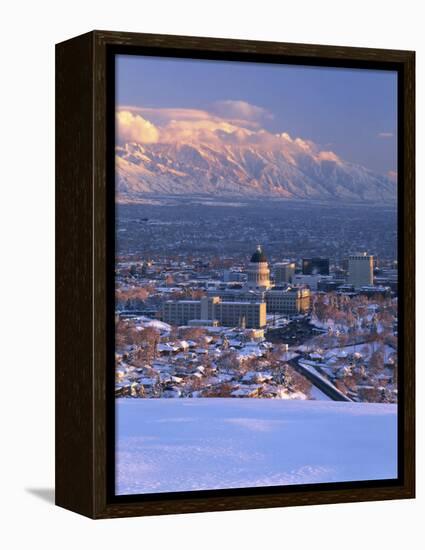 Utah State Capitol with the Wasatch Mountains, Salt Lake City, Utah-Scott T^ Smith-Framed Premier Image Canvas