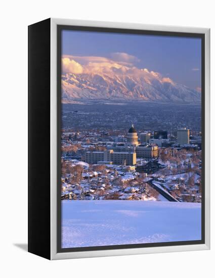 Utah State Capitol with the Wasatch Mountains, Salt Lake City, Utah-Scott T^ Smith-Framed Premier Image Canvas