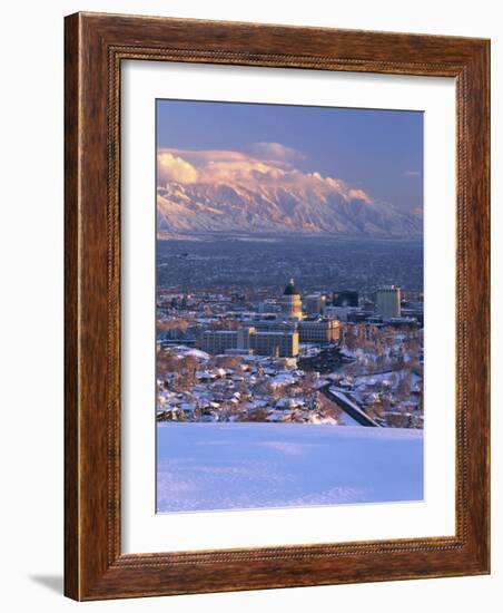 Utah State Capitol with the Wasatch Mountains, Salt Lake City, Utah-Scott T^ Smith-Framed Photographic Print