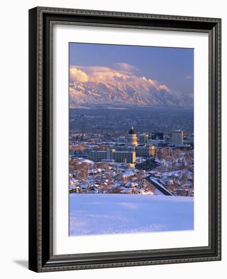 Utah State Capitol with the Wasatch Mountains, Salt Lake City, Utah-Scott T^ Smith-Framed Photographic Print