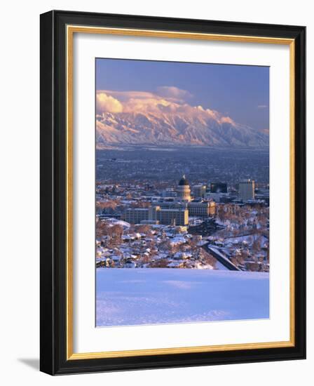 Utah State Capitol with the Wasatch Mountains, Salt Lake City, Utah-Scott T^ Smith-Framed Photographic Print