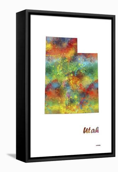 Utah State Map 1-Marlene Watson-Framed Premier Image Canvas