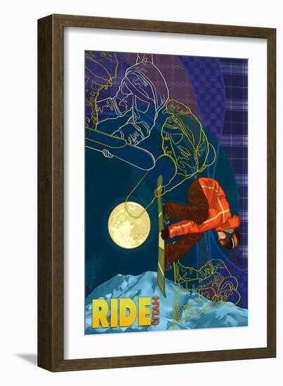 Utah - Timelapse Snowboarder-Lantern Press-Framed Art Print