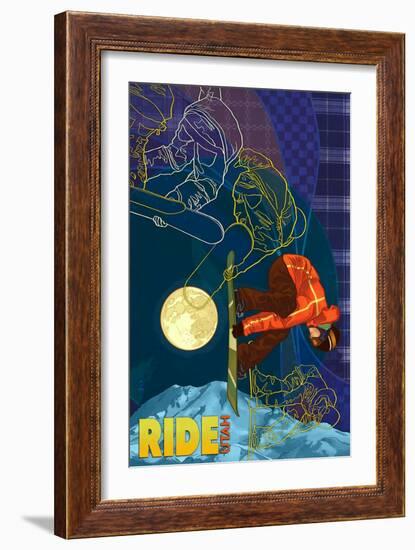 Utah - Timelapse Snowboarder-Lantern Press-Framed Art Print