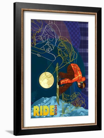 Utah - Timelapse Snowboarder-Lantern Press-Framed Art Print