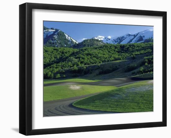 Utah. USA. Fields in Spring Below Wellsville Mountains. Cache Valley-Scott T. Smith-Framed Photographic Print