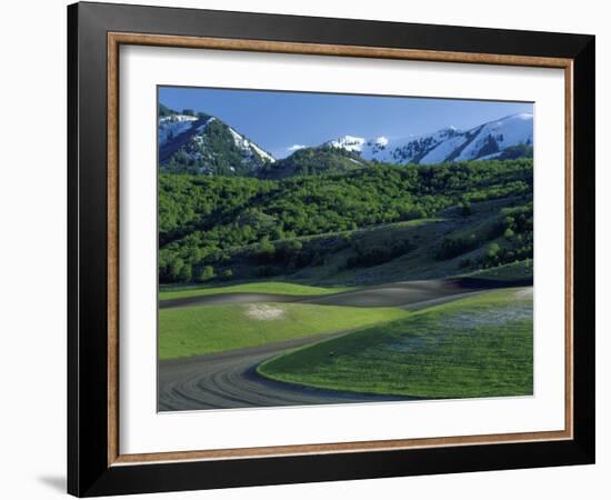 Utah. USA. Fields in Spring Below Wellsville Mountains. Cache Valley-Scott T. Smith-Framed Photographic Print