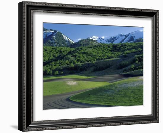Utah. USA. Fields in Spring Below Wellsville Mountains. Cache Valley-Scott T. Smith-Framed Photographic Print