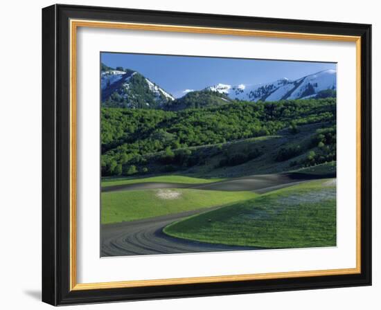 Utah. USA. Fields in Spring Below Wellsville Mountains. Cache Valley-Scott T. Smith-Framed Photographic Print