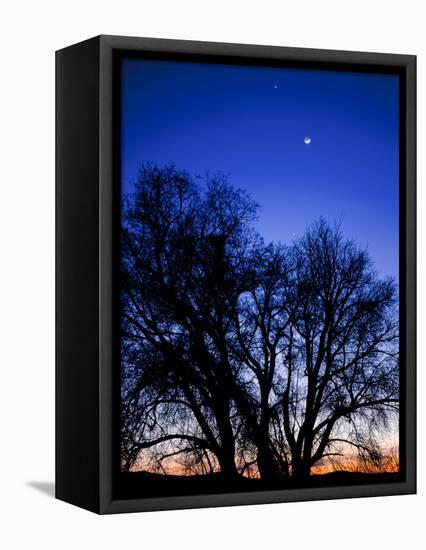 Utah. Venus, the Moon, and Jupiter in a Compact Grouping in the Sky-Scott T. Smith-Framed Premier Image Canvas