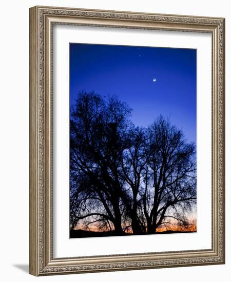 Utah. Venus, the Moon, and Jupiter in a Compact Grouping in the Sky-Scott T. Smith-Framed Photographic Print