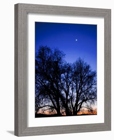 Utah. Venus, the Moon, and Jupiter in a Compact Grouping in the Sky-Scott T. Smith-Framed Photographic Print