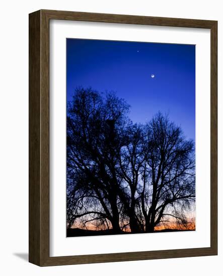 Utah. Venus, the Moon, and Jupiter in a Compact Grouping in the Sky-Scott T. Smith-Framed Photographic Print