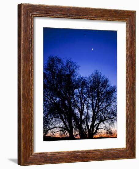 Utah. Venus, the Moon, and Jupiter in a Compact Grouping in the Sky-Scott T. Smith-Framed Photographic Print