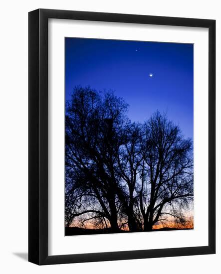 Utah. Venus, the Moon, and Jupiter in a Compact Grouping in the Sky-Scott T. Smith-Framed Photographic Print