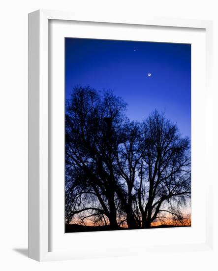 Utah. Venus, the Moon, and Jupiter in a Compact Grouping in the Sky-Scott T. Smith-Framed Photographic Print