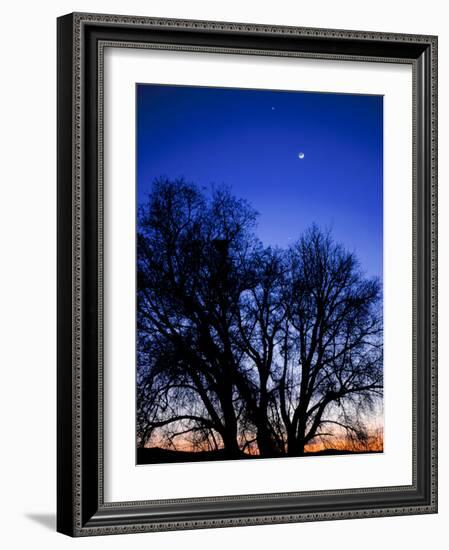 Utah. Venus, the Moon, and Jupiter in a Compact Grouping in the Sky-Scott T. Smith-Framed Photographic Print