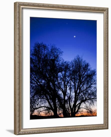 Utah. Venus, the Moon, and Jupiter in a Compact Grouping in the Sky-Scott T. Smith-Framed Photographic Print