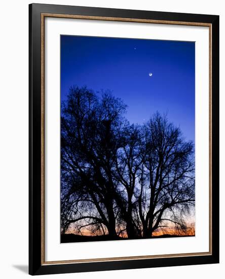 Utah. Venus, the Moon, and Jupiter in a Compact Grouping in the Sky-Scott T. Smith-Framed Photographic Print