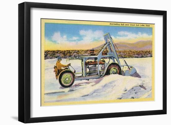 Utah, View of a Tractor Harvesting Salt near Great Salt Lake-Lantern Press-Framed Art Print