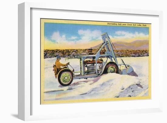 Utah, View of a Tractor Harvesting Salt near Great Salt Lake-Lantern Press-Framed Art Print