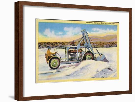 Utah, View of a Tractor Harvesting Salt near Great Salt Lake-Lantern Press-Framed Art Print