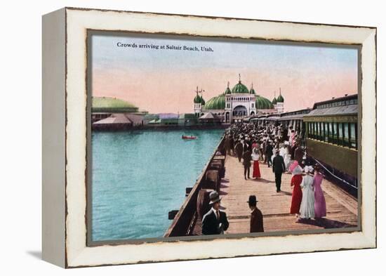 Utah, View of Crowds Arriving at the Saltair Pavilion-Lantern Press-Framed Stretched Canvas