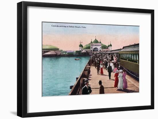 Utah, View of Crowds Arriving at the Saltair Pavilion-Lantern Press-Framed Art Print