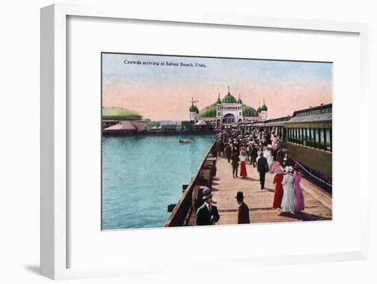 Utah, View of Crowds Arriving at the Saltair Pavilion-Lantern Press-Framed Art Print