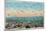 Utah, View of Sea Gulls Landing on the Great Salt Lake Shore-Lantern Press-Mounted Art Print