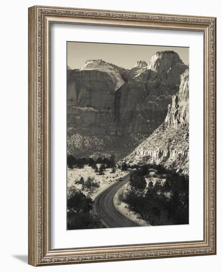 Utah, Virgin, Traffic on the Zion-Mt, Carmel Highway, Winter, USA-Walter Bibikow-Framed Photographic Print