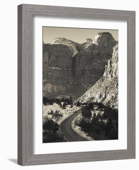 Utah, Virgin, Traffic on the Zion-Mt, Carmel Highway, Winter, USA-Walter Bibikow-Framed Photographic Print