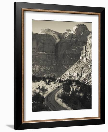 Utah, Virgin, Traffic on the Zion-Mt, Carmel Highway, Winter, USA-Walter Bibikow-Framed Photographic Print