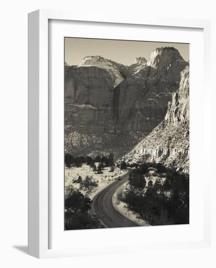 Utah, Virgin, Traffic on the Zion-Mt, Carmel Highway, Winter, USA-Walter Bibikow-Framed Photographic Print