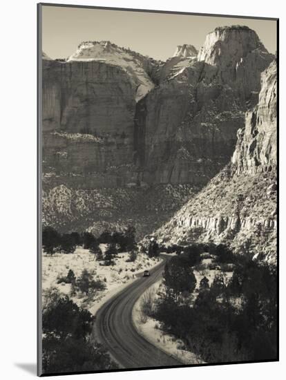 Utah, Virgin, Traffic on the Zion-Mt, Carmel Highway, Winter, USA-Walter Bibikow-Mounted Photographic Print