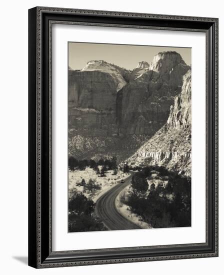 Utah, Virgin, Traffic on the Zion-Mt, Carmel Highway, Winter, USA-Walter Bibikow-Framed Photographic Print