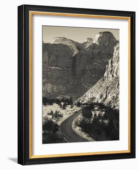 Utah, Virgin, Traffic on the Zion-Mt, Carmel Highway, Winter, USA-Walter Bibikow-Framed Photographic Print