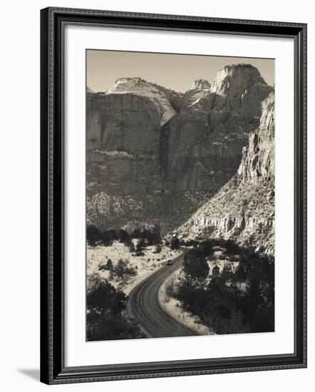 Utah, Virgin, Traffic on the Zion-Mt, Carmel Highway, Winter, USA-Walter Bibikow-Framed Photographic Print