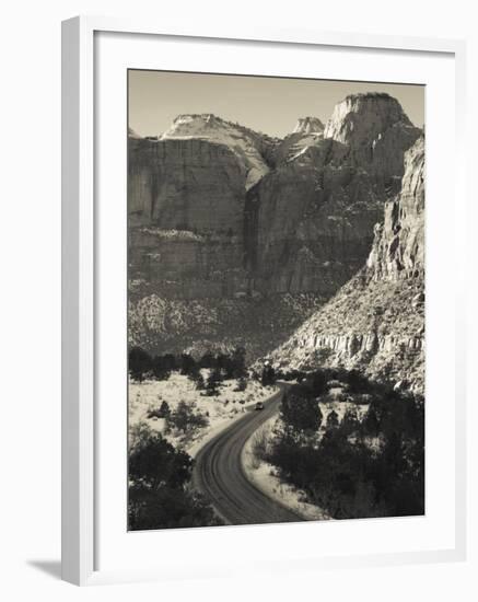 Utah, Virgin, Traffic on the Zion-Mt, Carmel Highway, Winter, USA-Walter Bibikow-Framed Photographic Print