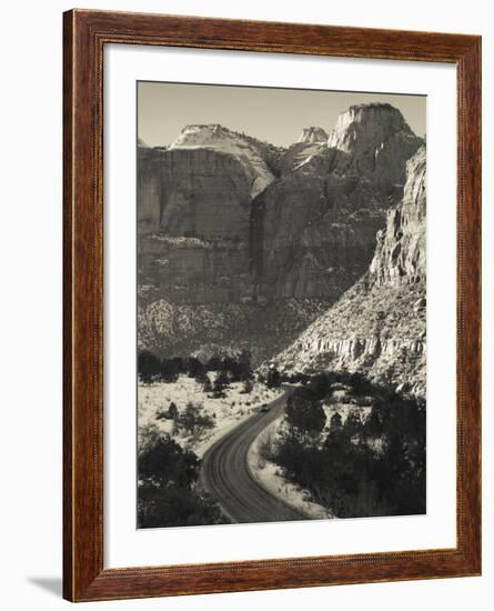 Utah, Virgin, Traffic on the Zion-Mt, Carmel Highway, Winter, USA-Walter Bibikow-Framed Photographic Print