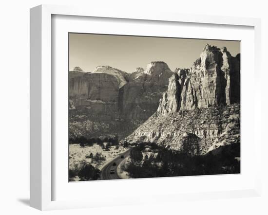 Utah, Virgin, Traffic on the Zion-Mt, Carmel Highway, Winter, USA-Walter Bibikow-Framed Photographic Print