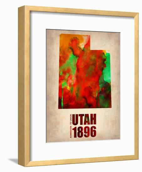 Utah Watercolor Map-NaxArt-Framed Art Print