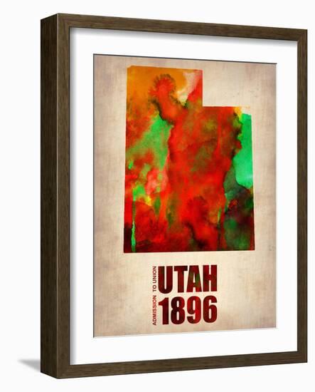 Utah Watercolor Map-NaxArt-Framed Art Print