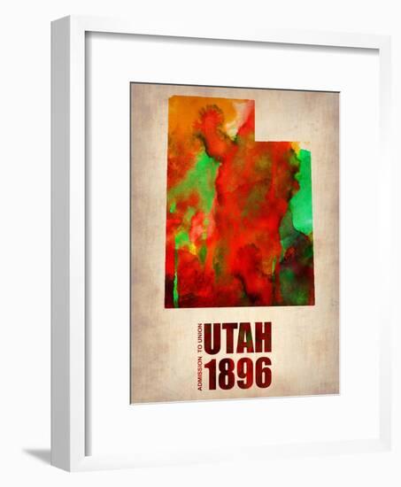 Utah Watercolor Map-NaxArt-Framed Art Print