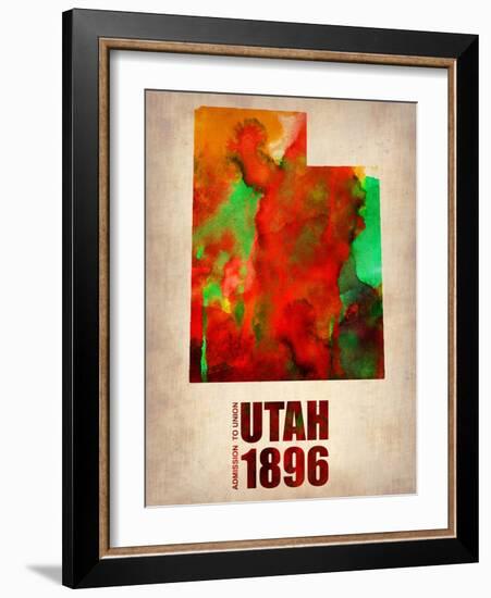 Utah Watercolor Map-NaxArt-Framed Art Print