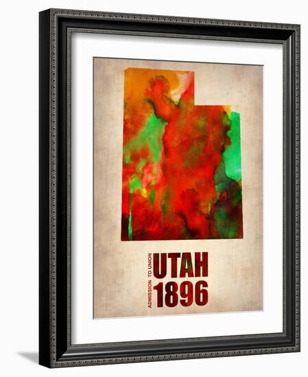 Utah Watercolor Map-NaxArt-Framed Art Print