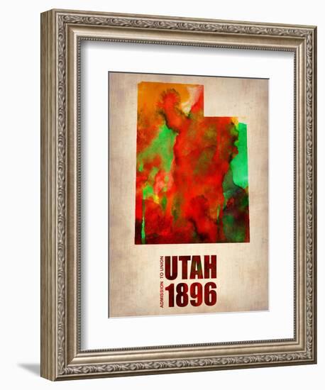 Utah Watercolor Map-NaxArt-Framed Art Print